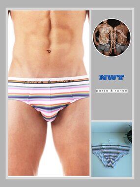 Parke & Ronen - Low Rise Brief - White Prism Stripe (M)